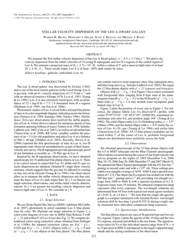 STELLAR VELOCITY DISPERSION of the LEO a DWARF GALAXY Warren R