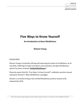 Five Ways to Know Yourself: an Introduction to Basic Mindfulness