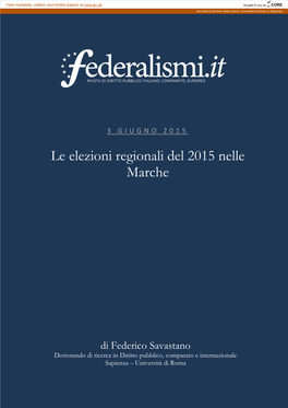 Le Elezioni Regionali Del 2015 Nelle Marche