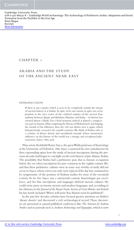 Chapter 1 Arabia and the Study of the Ancient Near