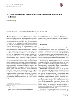 A Comprehensive and Versatile Camera Model for Cameras with Tilt Lenses