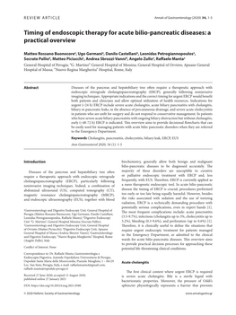 Timing of Endoscopic Therapy for Acute Bilio-Pancreatic Diseases: a Practical Overview