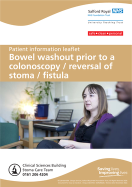 Bowel Washout Prior to a Colonoscopy / Reversal of Stoma / Fistula