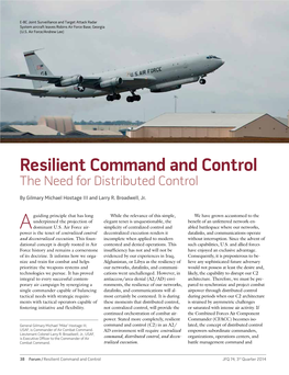 Resilient Command and Control: the Need for Distributed Control