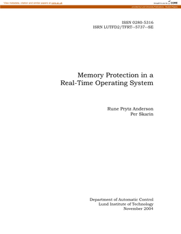 Memory Protection in a Real-Time Operating System