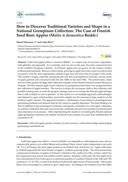 How to Discover Traditional Varieties and Shape in a National Germplasm Collection: the Case of Finnish Seed Born Apples (Malus × Domestica Borkh.)