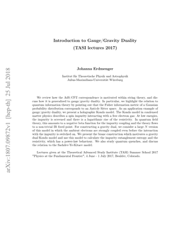 Introduction to Gauge/Gravity Duality (TASI Lectures 2017)