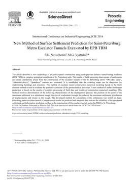 New Method of Surface Settlement Prediction for Saint-Petersburg Metro Escalator Tunnels Excavated by EPB TBM