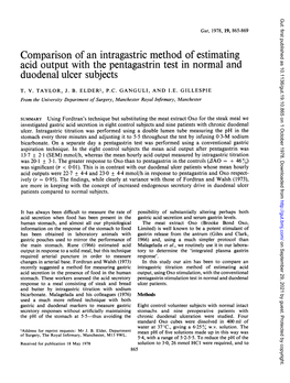 Acid Output with the Pentagastrin Test in Normal and Duodenal Ulcer Subjects