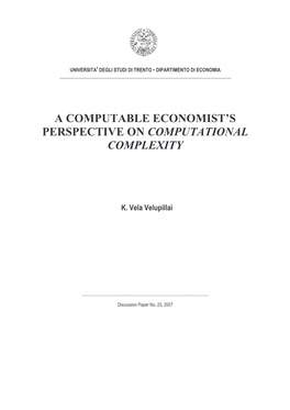 A Computable Economist's Perspective