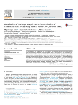 Contribution of Landscape Analysis to the Characterisation of Palaeolithic