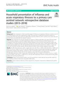 Household Presentation of Influenza and Acute