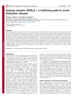 Sorting Receptor SORLA – a Trafficking Path to Avoid Alzheimer Disease