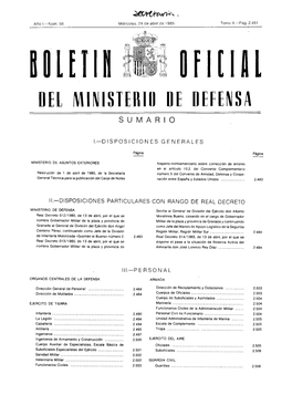 Del Ministerio De Defensa Sumario