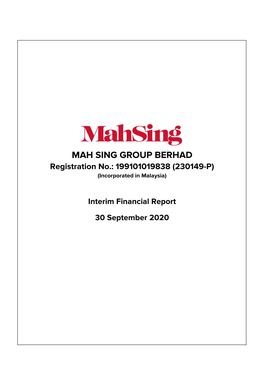 MAH SING GROUP BERHAD Registration No.: 199101019838 (230149-P) (Incorporated in Malaysia)