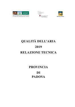 Qualità Dell'aria 2019 Relazione Tecnica Provincia