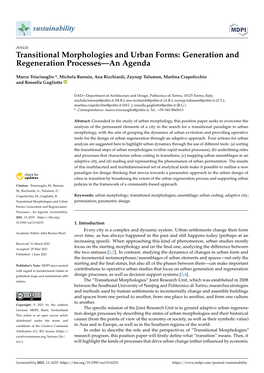 Transitional Morphologies and Urban Forms: Generation and Regeneration Processes—An Agenda