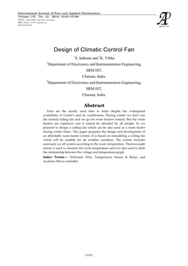 Design of Climatic Control Fan 1S