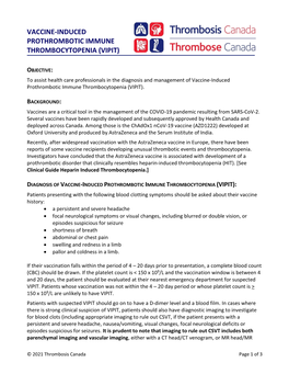 Vaccine-Induced Prothrombotic Immune Thrombocytopenia (Vipit)