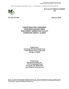 Chiropteran Risk Assessment: Proposed Pleasant Ridge