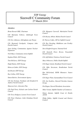 Sizewell C Community Forum 27 March 2014