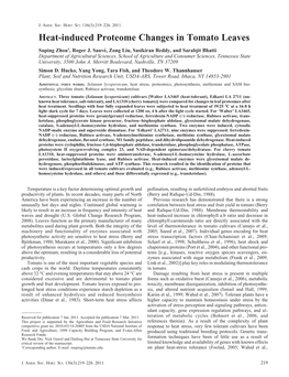 Heat-Induced Proteome Changes in Tomato Leaves