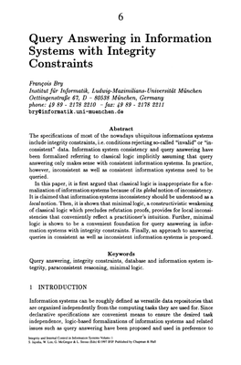 Query Answering in Information Systems with Integrity Constraints