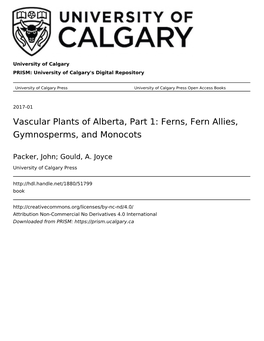 Vascular Plants of Alberta, Part 1: Ferns, Fern Allies, Gymnosperms, and Monocots