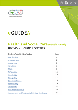 Health and Social Care (Double Award) Unit AS 6: Holistic Therapies