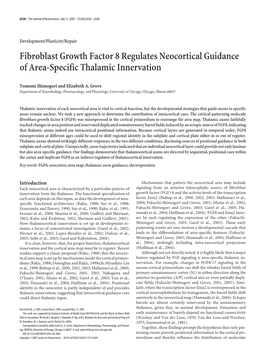 Fibroblast Growth Factor 8 Regulates Neocortical Guidance of Area-Specific Thalamic Innervation