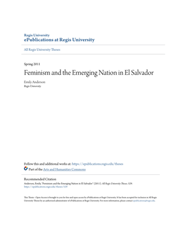 Feminism and the Emerging Nation in El Salvador Emily Anderson Regis University