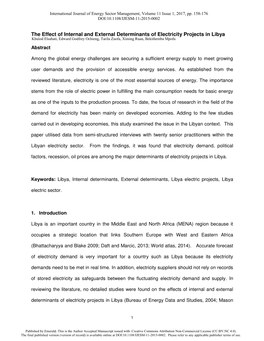 The Effect of Internal and External Determinants of Electricity Projects in Libya