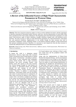A Review of the Influential Factors of High Wind Characteristic Parameters in Western China