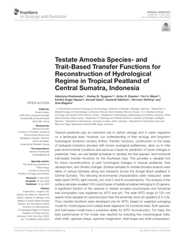 Testate Amoeba Species- and Trait-Based Transfer Functions for Reconstruction of Hydrological Regime in Tropical Peatland of Central Sumatra, Indonesia