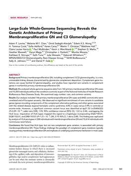 Large-Scale Whole-Genome Sequencing Reveals the Genetic Architecture of Primary Membranoproliferative GN and C3 Glomerulopathy