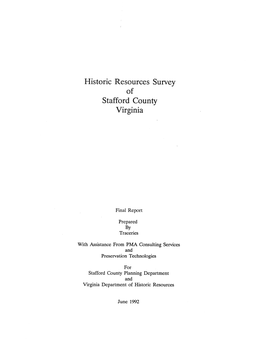 Historic Resources Survey Stafford County Virginia