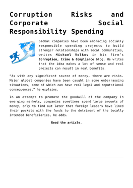 Corruption Risks and Corporate Social Responsibility Spending