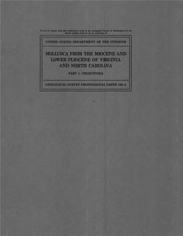 MOLLUSCA from the MIOCENE and LOWER PLIOCENE of VIRGINIA and NORTH CAROLINA I PART 1