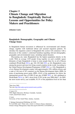 Climate Change and Migration in Bangladesh: Empirically Derived Lessons and Opportunities for Policy Makers and Practitioners