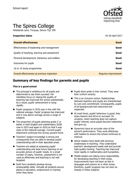 The Spires College Westlands Lane, Torquay, Devon TQ1 3PE
