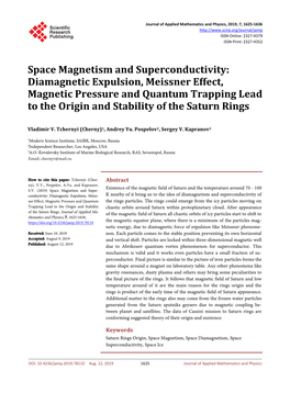 Space Magnetism and Superconductivity