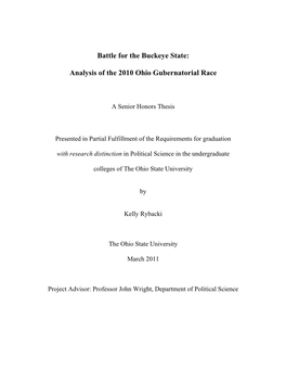 Analysis of the 2010 Ohio Gubernatorial Race