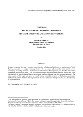 Persons, Things and Corporations: the Corporate Personality Controversy and Comparative Corporate Governance,” American Journal of Comparative Law 47, Pp.583-632