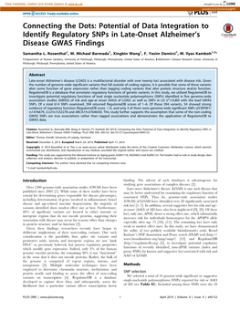 Potential of Data Integration to Identify Regulatory Snps in Late-Onset Alzheimer’S Disease GWAS Findings