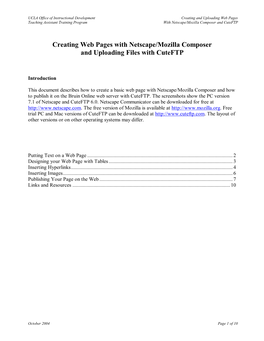 Web Page Tutorial with Netscape/Mozilla Composer