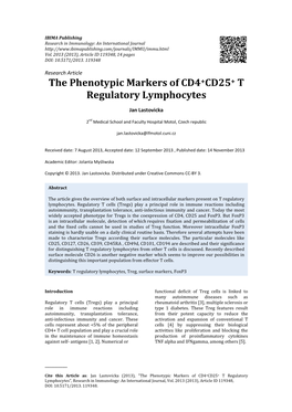 The Phenotypic Markers of CD4+CD25+ T Regulatory