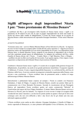 Sigilli All'impero Degli Imprenditori Niceta I Pm: "Sono Prestanome Di Messina Denaro"