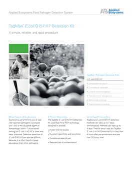 Taqman® E.Coli O157:H7 Detection