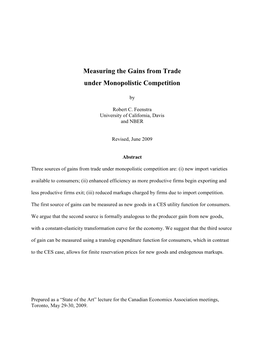 Measuring the Gains from Trade Under Monopolistic Competition