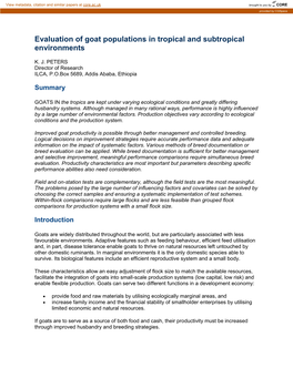 Evaluation of Goat Populations in Tropical and Subtropical Environments